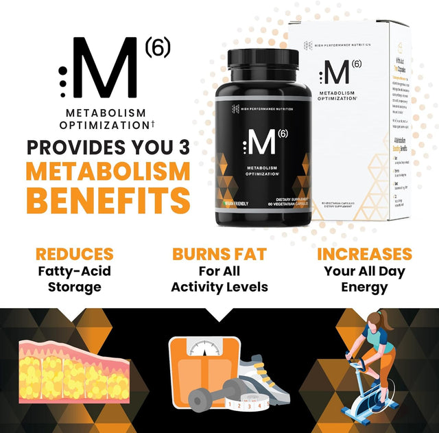 High Performance Nutrition Metabolism Booster, HPN M(6) Fat Burner, Natural Weight Loss Supplement, Support Lean Muscle, Increase Energy, Vegan Friendly, Clinically Tested, 60 Capsules