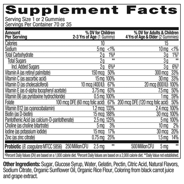 OLLY Kids Multivitamin + Probiotic Gummy, Daily Digestive Supplement, Zinc, Berry, 70 Ct