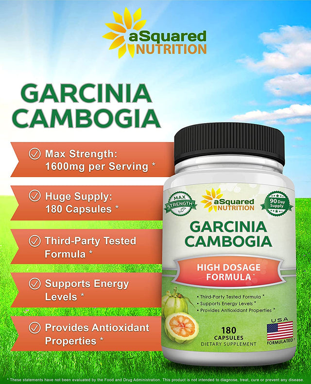 Garcinia Cambogia 1600Mg-180 Capsules-Natural Pure Extract Pills for Brain Health- Standardized Ultra HCA & Garcinia Cambogia Supplement Alternative to Gummies, Drops, Tea & Powder