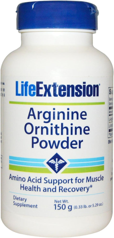 Life Extension Arginine Ornithine Powder - Amino Acid L-Arginine & L-Ornithine Supplement - for Muscle Health & Strength, Vascular Relaxation and Circulation - Gluten Free, Non-Gmo - 150 Grams