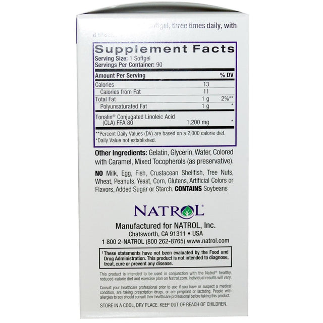 Natrol Softgels Tonalin CLA, 90 SG (Pack of 3)