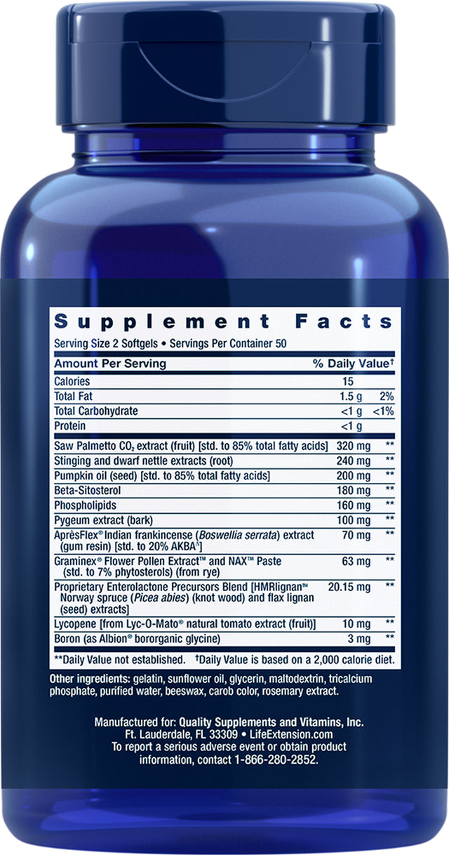 Life Extension Ultra Prostate Formula, 100 Softgels - Natural Prostate Supplement for Men - New Blue Bottle