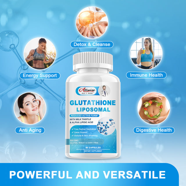 Alliwise Liposomal Glutathione Supplement 1800Mg - Natural Liver Detox & Antioxidant Support - Vegan, Non-Gmo, Gluten-Free - 120 Capsules