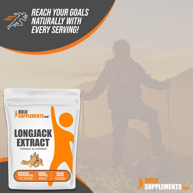 BULKSUPPLEMENTS.COM Longjack Extract Powder - Tongkat Ali Extract, Tongkat Ali Powder - Longjack Tongkat Ali, Tongkat Ali for Men - Gluten Free, 1000Mg per Serving, 100G (3.5 Oz)