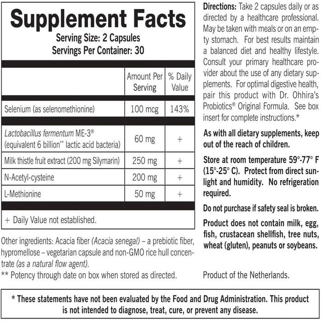 REG'ACTIV Detox & Liver Health, 60 Capsules, with the Glutathione-Producing Probiotic Lactobacillus Fermentum ME-3, Easy-To-Digest Selenium and Milk Thistle Extract