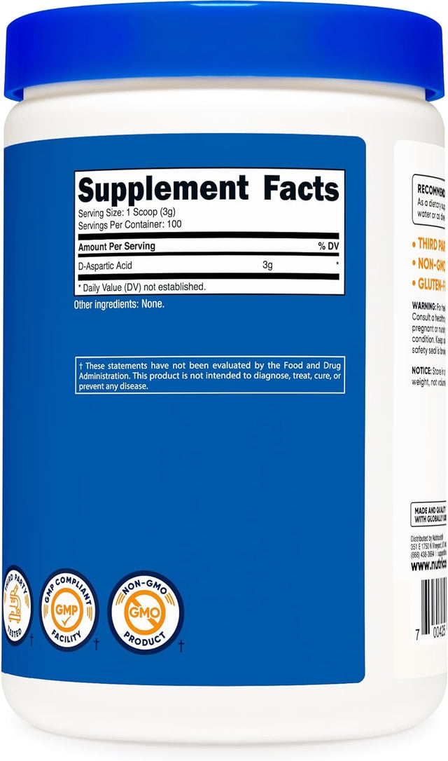 Nutricost D-Aspartic Acid (DAA) Powder 300G - Pure D Aspartic Acid