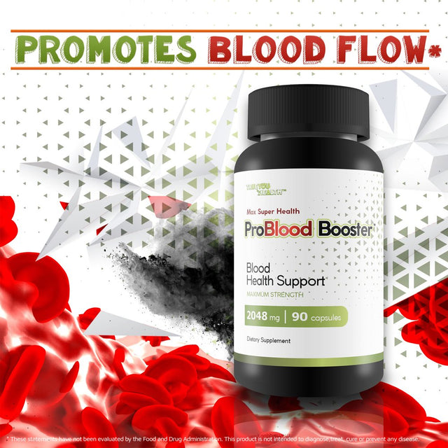 Max Super Health Pro Blood Booster - Blood Health Support Supplement - Promote Balanced Blood Health & Blood Flow - Aid Circulatory Health - Support Healthy Blood Vessel & Cardiovascular Function