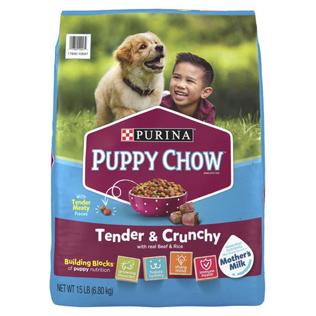 Purina Puppy Chow High Protein Dry Puppy Food, Tender & Crunchy with Real Beef, 15 Lb. Bag
