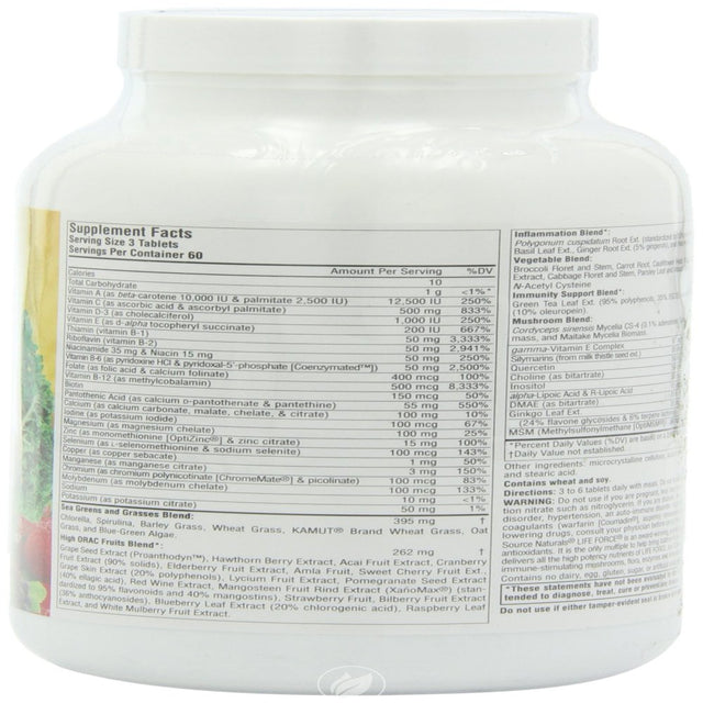 Life Force Green Multiple 180 Tabs by Source Naturals, Pack of 2