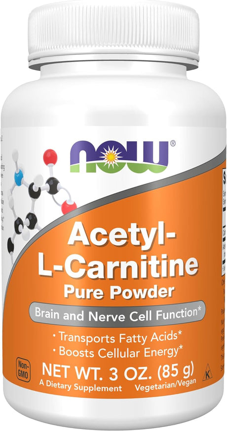 NOW Supplements, ALC (Acetyl-L-Carnitine) Powder, Brain and Nerve Cell Function*, 3-Ounce