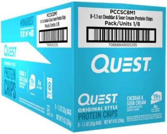 Quest Nutrition Cheddar & Sour Cream Protein Chips, Low Carb, Gluten Free, Potato Free, Baked, Pack of 8