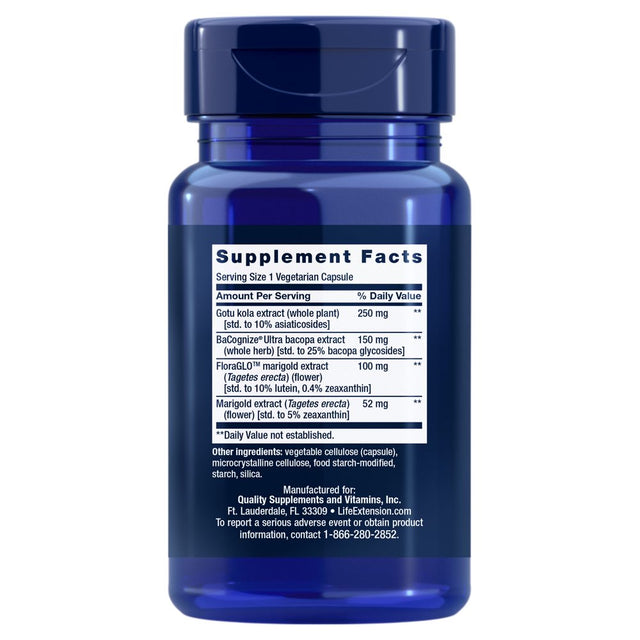 Life Extension Quick Brain Nootropic, 30 Vegetarian Capsules—Enhanced Brain Performance, Learning and Retention, High-Quality Brain Supplement- 1-Daily, Gluten-Free, Non-Gmo