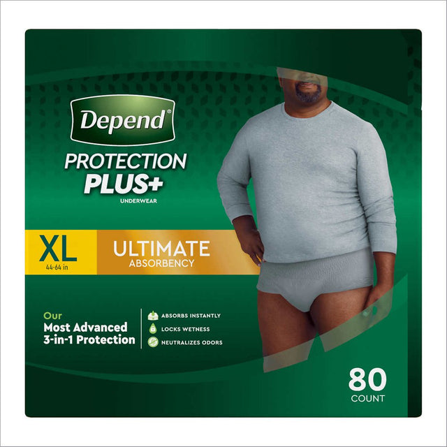 Depend Protection plus Ultimate Underwear for Men X-Large - 80 Count