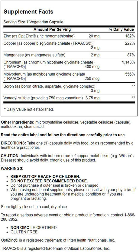 Life Extension Only Trace Minerals - a Daily Dose of Zinc, Chromium, Boron, Vanadyl Sulfate & More - Gluten-Free, Non-Gmo - 90 Vegetarian Capsules (3-Month Supply)