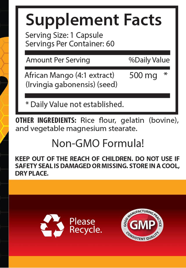 HS PRIME African Mango Extract Powder - African Mango Extract 500 - Fat Burners, Mood Enhancer for Kids, Performance Booster, Energy Support, Immune Boosters for Adults, Vitamin C - 3 Bot 180 Caps