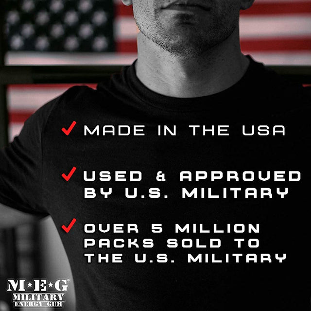 MEG - Military Energy Gum | 100Mg of Caffeine per Piece + Increase Energy + Boost Physical Performance + Spearmint 24 Pack (120 Count)