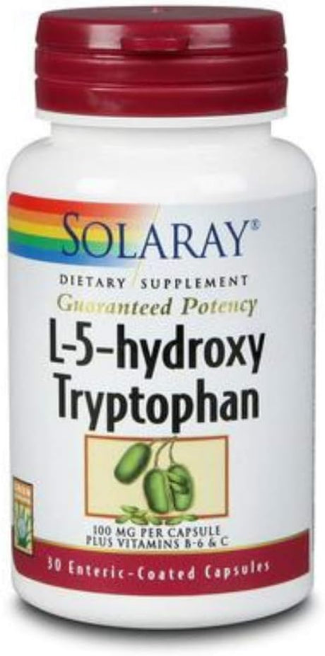 SOLARAY L-5-HTP W/ B6 & C, Veg Cap (Btl-Plastic) | 100Mg 30Ct
