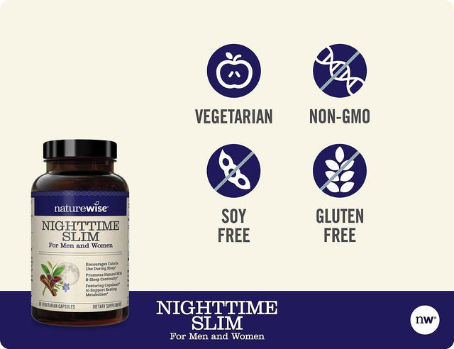 Naturewise Nighttime Slim with Capsimax - Natural Thermogenic Green Coffee Bean & Forskolin Supports Restful Sleep, Optimal Metabolic Performance [(1 Month Supply - 60 Count)