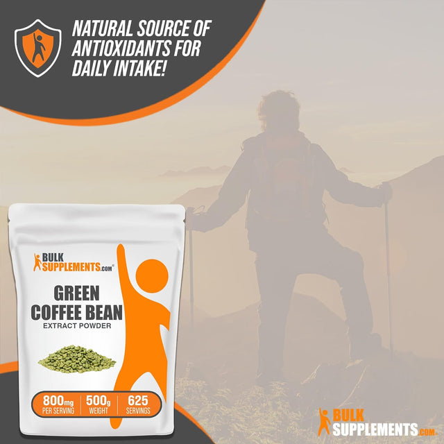 BULKSUPPLEMENTS.COM Green Coffee Bean Extract Powder - Green Coffee Bean Supplements, Green Coffee Bean Powder - Green Coffee Extract, Gluten Free - 800Mg per Serving, 500G (1.1 Lbs)