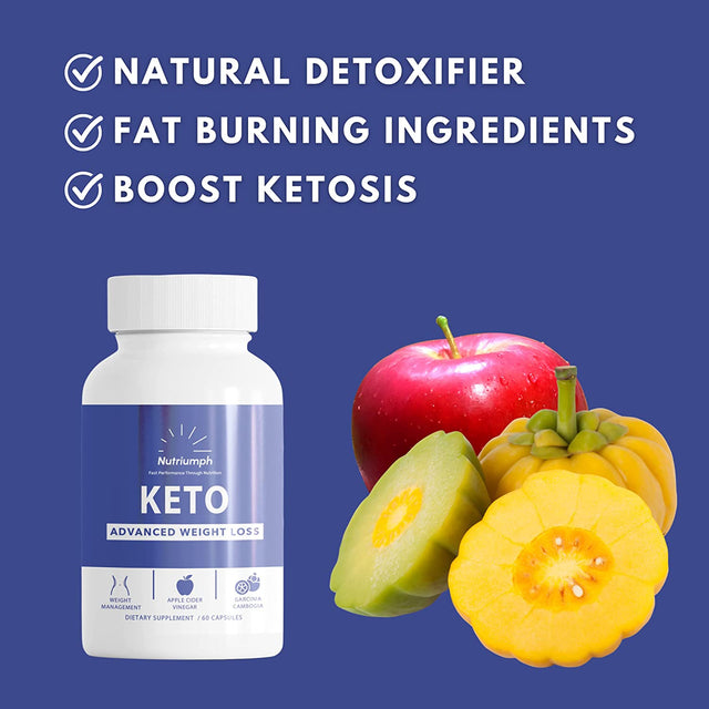 Nutriumph Keto BHB Exogenous Ketones | Keto Diet Pills | Advanced Ketone Supplement for Women & Men | BHB Salts, Apple Cider Vinegar, Garcinia Cambogia & Digestive Enzymes - 30 Day Supply