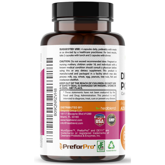Healblend Digest+ Prebiotic + Probiotic Supplement - Support Digestive Enzymes, Gut Health & Bloating Relief for Women & Men, Vegan, Non-Gmo, Gluten Free - 60 Capsules 3-Pack