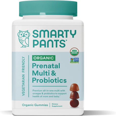 Smartypants Organic Prenatal Vitamins for Women, Multivitamin Gummies: Probiotics, Biotin, Methylfolate, Omega 3 (ALA), Vitamin D3, C, Vitamin B12, B6, Vitamin A, K & Zinc, 120 Count (30 Day Supply) Organic Prenatal 120 Count (Pack of 1)