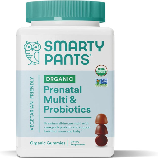 Smartypants Organic Prenatal Vitamins for Women, Multivitamin Gummies: Probiotics, Biotin, Methylfolate, Omega 3 (ALA), Vitamin D3, C, Vitamin B12, B6, Vitamin A, K & Zinc, 120 Count (30 Day Supply) Organic Prenatal 120 Count (Pack of 1)