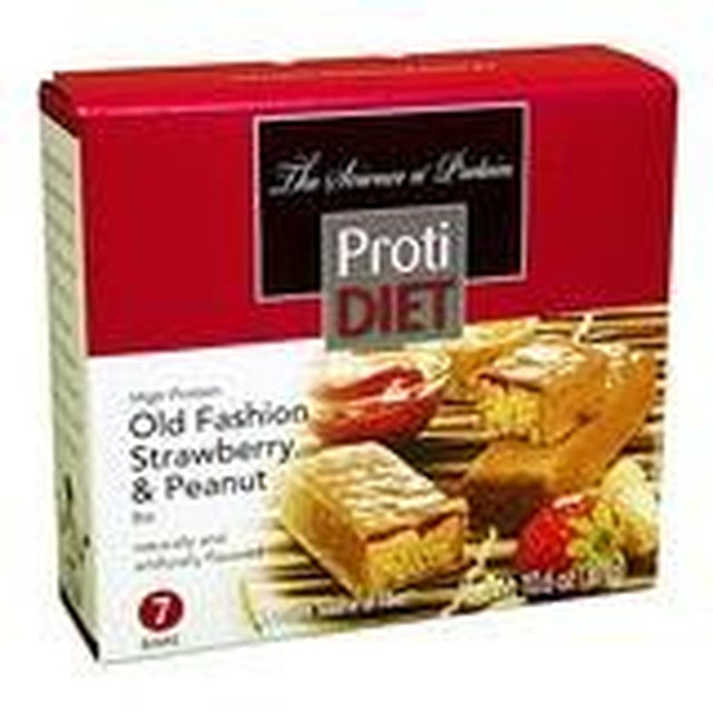 Protidiet Delicious Protein Bar | Nutritious Low Fat & Carb Snack with High Vitamins & Minerals | | Healthy & Energizing Small Meal | Assists in Weight Loss (Old Fashion Strawberry & Peanut)