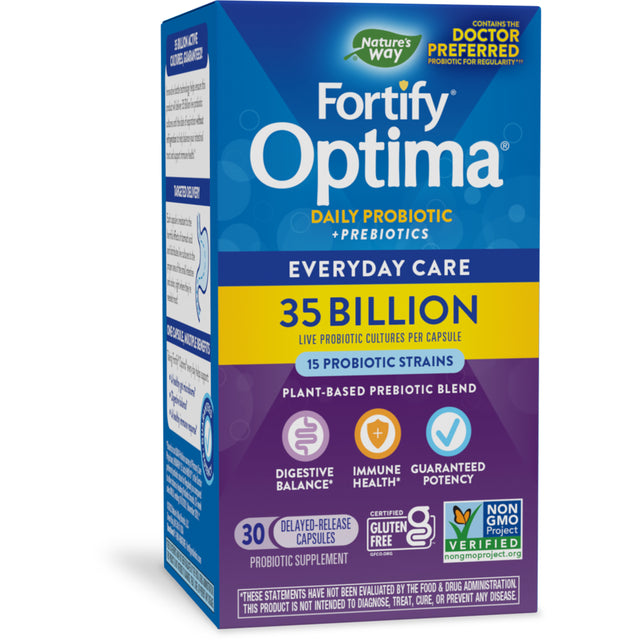 Nature’S Way Fortify Optima Daily Probiotic, 35 Billion, 15 Strains, Prebiotic, 30 Capsules