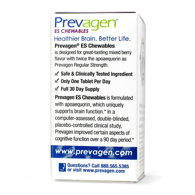 Prevagen Improves Memory - ES 20Mg, 30 Chewables Mixed Berry with Apoaequorin & Vitamin D Brain Supplement for Brain Health