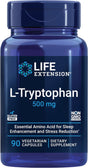 Life Extension L-Tryptophan 500 Mg – L-Tryptophan Supplement for Healthy Sleep and Stress Response Support – Gluten-Free, Non-Gmo, Vegetarian – 90 Capsules
