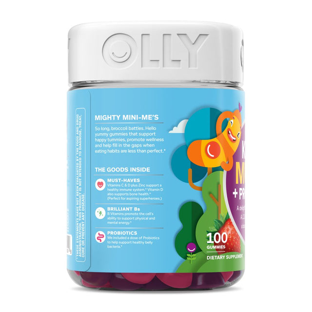 OLLY Kids Multivitamin + Probiotic Gummy, Daily Digestive Supplement, Zinc, Berry, 100 Ct