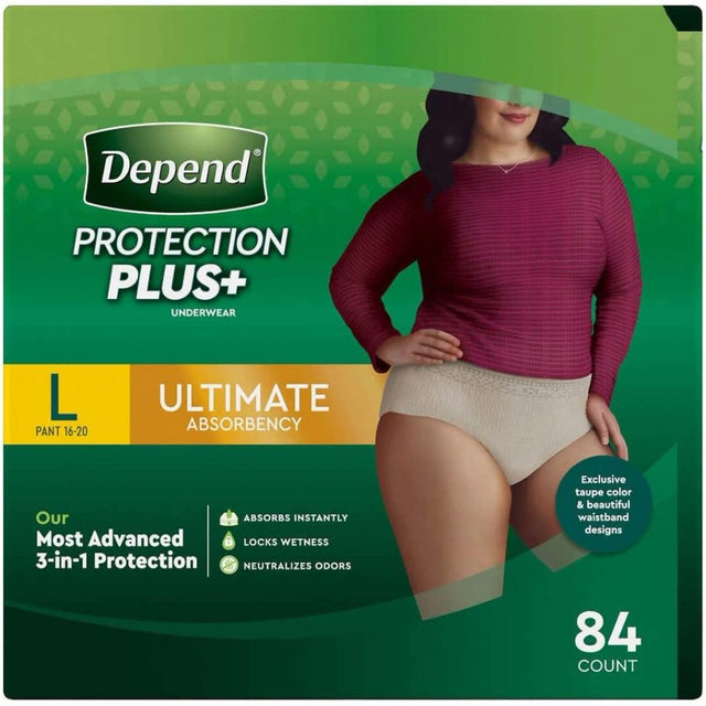 Depend Protection plus Ultimate Underwear for Women Large 84Ct