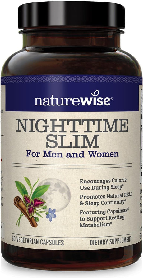 Naturewise Nighttime Slim with Capsimax - Natural Thermogenic Green Coffee Bean & Forskolin Supports Restful Sleep, Optimal Metabolic Performance [(1 Month Supply - 60 Count)