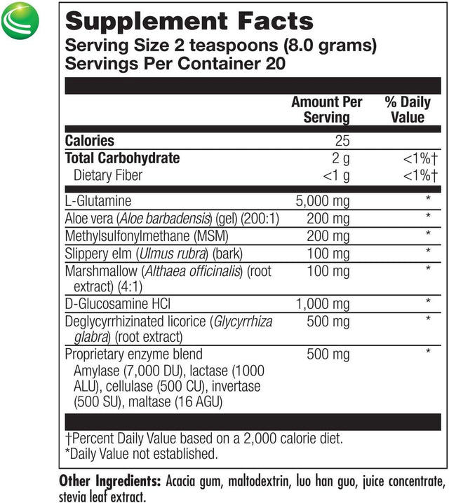 Nutra Biogenesis - Intestinal Support Complex - Slippery Elm, DGL, Marshmallow & L-Glutamine for Intestinal Support - Gluten Free, Vegan, Non-Gmo - 160 G