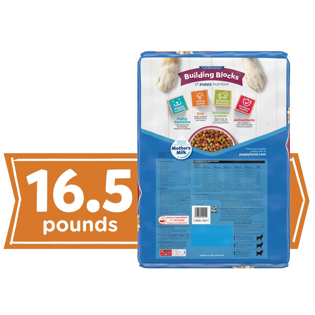 Purina Puppy Chow High Protein Real Beef Gravy Dry Dog Food, 16.5 Lb Bag