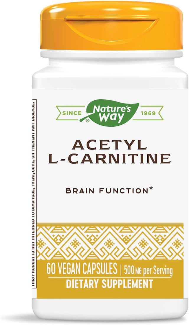 Nature'S Way Acetyl L-Carnitine, Supports Brain Function*, 500Mg per Serving, 60 Capsules