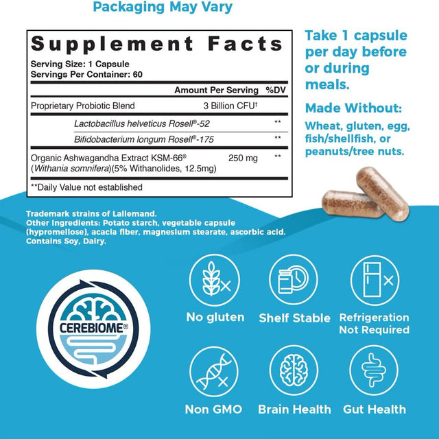 Nutricelebrity Optimal Stress Relief Supplement, Mood Support, Sleep Aid, Ashwagandha Organic, KSM-66, Brain Focus, Probiotics for Women, Gut Health, Vegan Non GMO 60 Days Supply