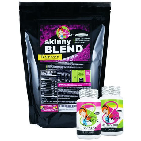 Skinny Jane - Quick Body Tone Kit | Best Tasting Skinny Blend Protein Shake, Complete Management Supplements for Women | Quick Results, Great for Energy Boost, Cleanse, Detox, Guaranteed| 30 Day System (Banana)