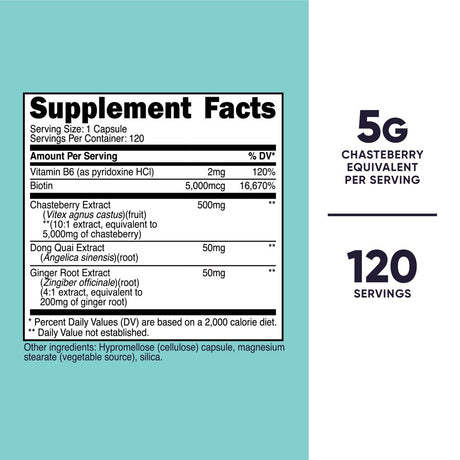 Nutricost Chasteberry Supplement for Women 120 Capsules, 5000Mg Chasteberry Equivalent per Serving