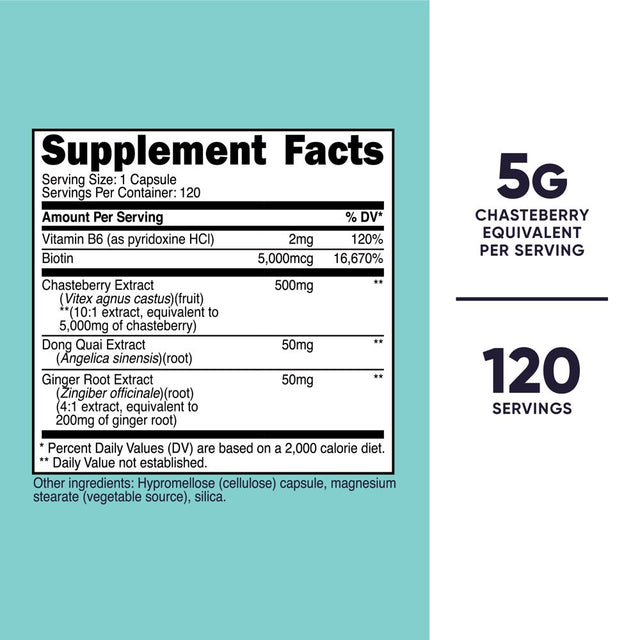 Nutricost Chasteberry Supplement for Women 120 Capsules, 5000Mg Chasteberry Equivalent per Serving