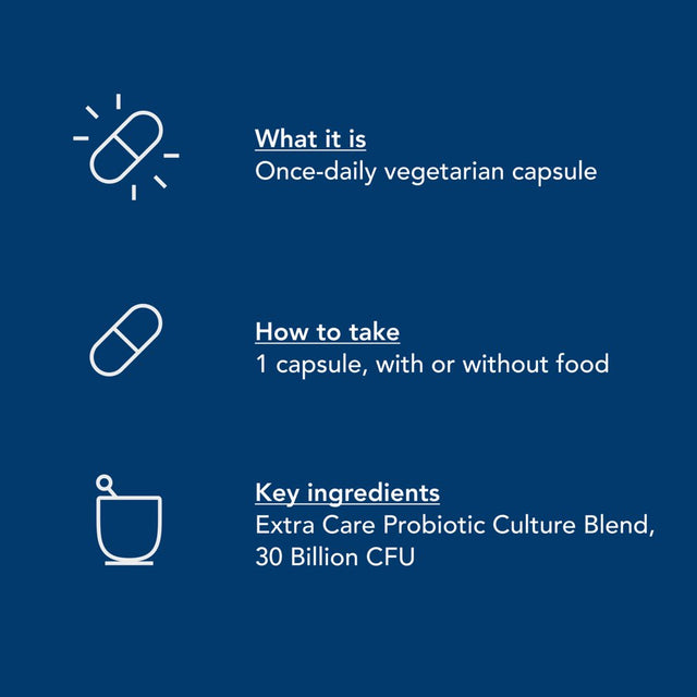 Renew Life Extra Care Digestive Adult Probiotic, Unisex, 30 Billion CFU, 12 Strains, 30 Count