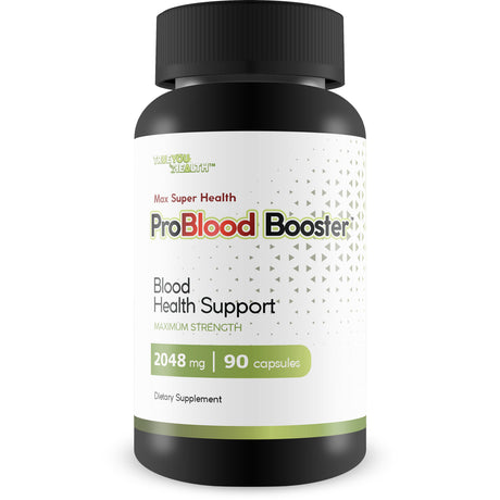 Max Super Health Pro Blood Booster - Blood Health Support Supplement - Promote Balanced Blood Health & Blood Flow - Aid Circulatory Health - Support Healthy Blood Vessel & Cardiovascular Function