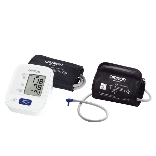 Omron BP7100 3 Series Upper Arm Blood Pressure Monitor & CD-WR17 Advanced-Accuracy Series Wide-Range D-Ring Cuff