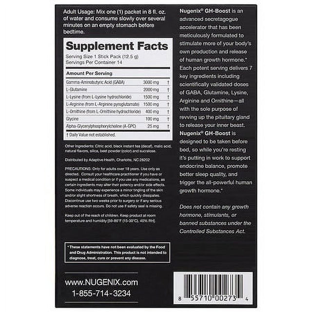 Nugenix Gh-Boost, HGH Booster and Sleep Dietary Supplement for Men, Tea-Berry Blast, 14 Count *EN