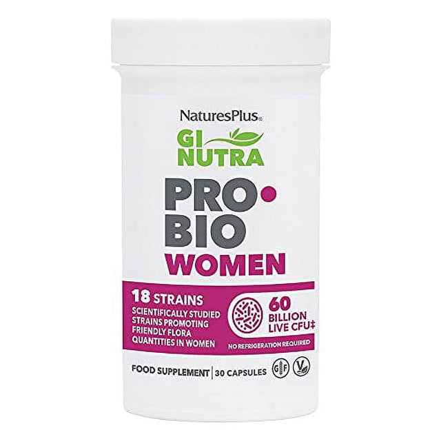 Naturesplus GI Natural Probiotic Women - 30 Capsules - Digestive & Immune Support, Urinary Tract Health - Includes Cranberry - Gluten Free - 30 Servings