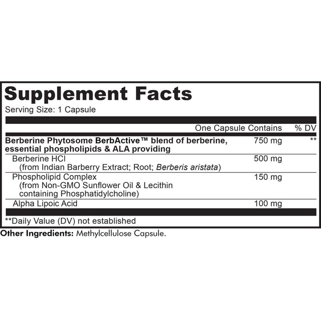 Codeage Berberine Phytosome, Indian Barberry Berberine HCL, Alpha Lipoic Acid, Phospholipids, 60 Ct