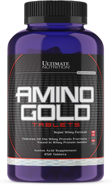 Ultimate Nutrition Amino Gold Tablets- Branch Chain Amino Acids Supplement for Muscle Building, Workout Recovery, Lean Muscle, and Athletic Performance- Whey Protein Isolate, 250 Tablets