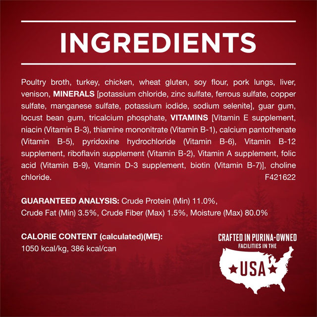 Purina One True Instinct Wet Dog Food High Protein Tender Cuts in Gravy, Real Turkey & Venison, 13 Oz Can