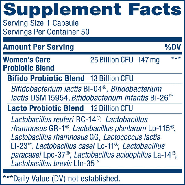 Renew Life Womens Wellness, Womens Care Probiotic, 25 Billion CFU per Cap, 50 Count
